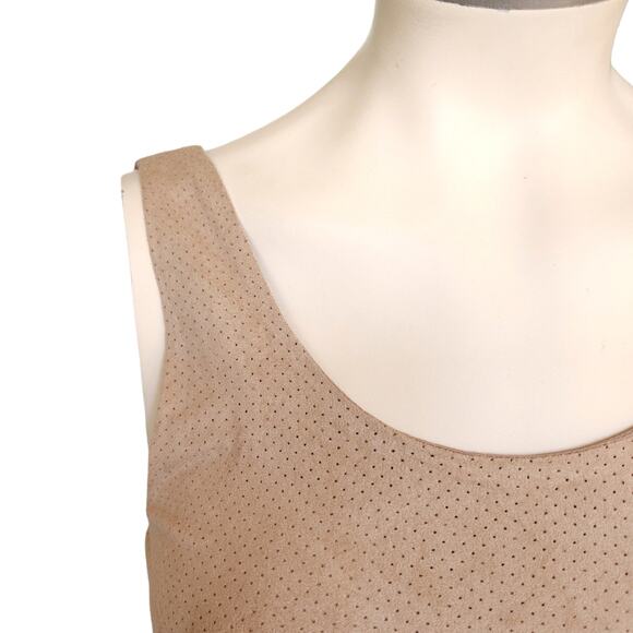 FREE PEOPLE Movement perforated drawstring waist faux suede mini dress Sz M NEW - Picture 4 of 7